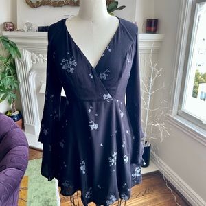 Free People Jasmine Floral Embroidered Wrap Front Dress